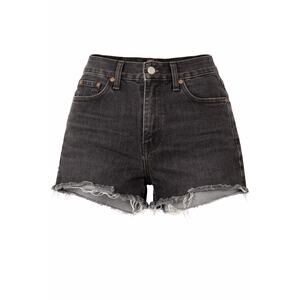 Levi's High Rise Blue Denim Shorts Size 25 Distressed Raw Hem Frayed Cutoff